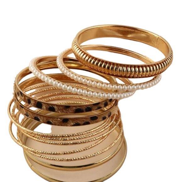 12 Piece Various Style Bangle Bracelets Set - Picture 3 of 4